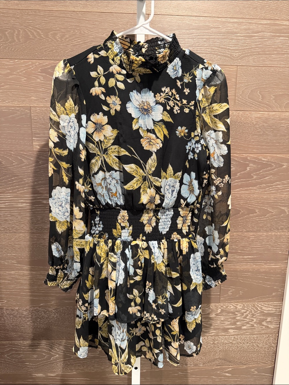 Floral Sheer Sleeve Ruffle Mini Dress